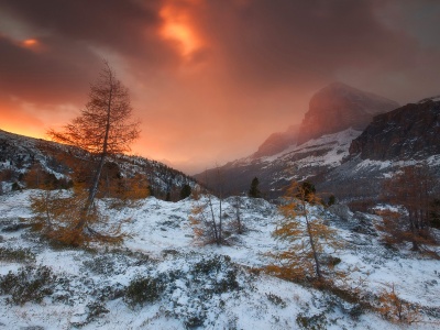 Scenery Mountain Snow Orange Sky Scenery Mountain Snow Orange Sky